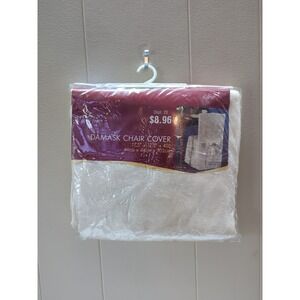 Holiday Time White Damask Chair Cover Cream Factory Packaging